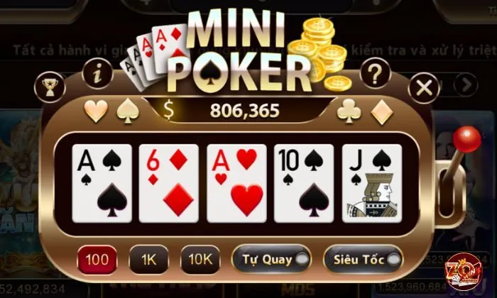 Mini poker zowin Mini poker zowin là một loại hình quay hũ kết hợp với game bài poker