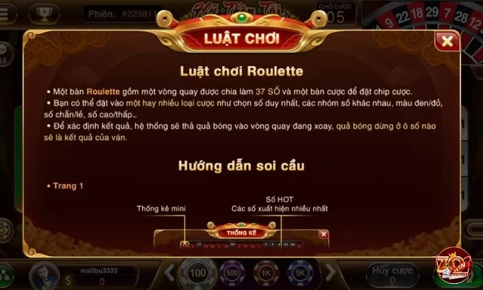 Roulette 3D Zowin Luật chơi cần nắm được khi tham gia Roulette Zowin