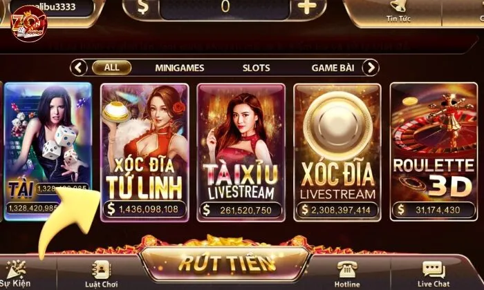 xóc đĩa tứ linh zowin Chọn game xóc đĩa tứ linh trên màn hình chính